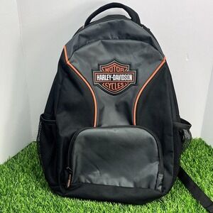 Harley-Davidson Motercycles‎ Black Gray & Orange Sz 17" x 12" Medium Backpack